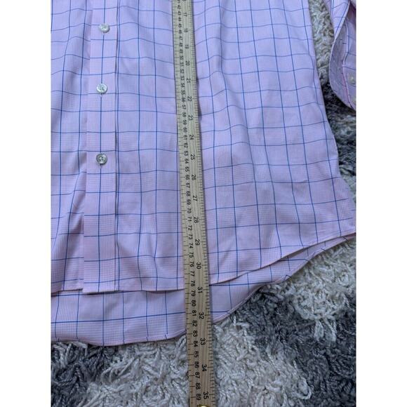 Charles Tyrwhitt Mens Dress Shirt Button Pink Blue Plaid Non Iron Classic 15 1/2 - Picture 5 of 8
